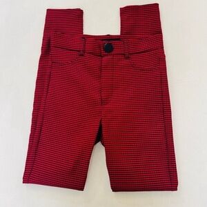 Zara Red Plaid High Rise Skinny Pants XS